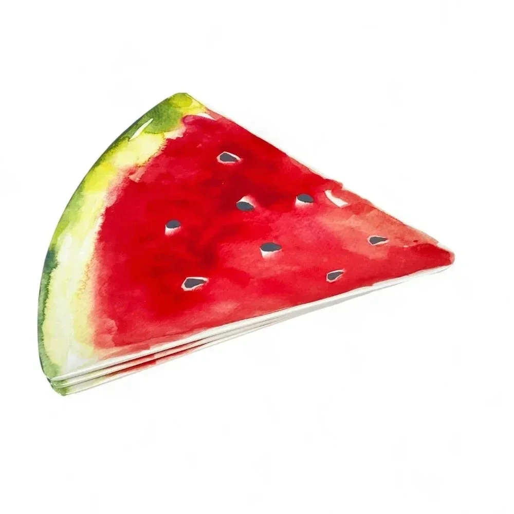 Watermelon Melamine Glossy Plates‎ Set of 4 Salad Appetizer Dessert Fruit Summer